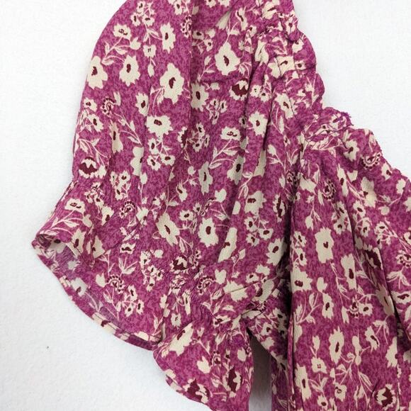 NWT Elodie Berry Comb Cropped Tie Front Blouse Size M - Picture 4 of 8